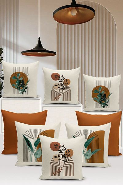 Bertille Home Seria Minimalist - Set de 8 huse de pernă cu imprimare digitală