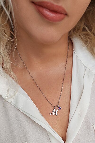 VAOOV 925 Ayar Gümüş M Harfi Kolye