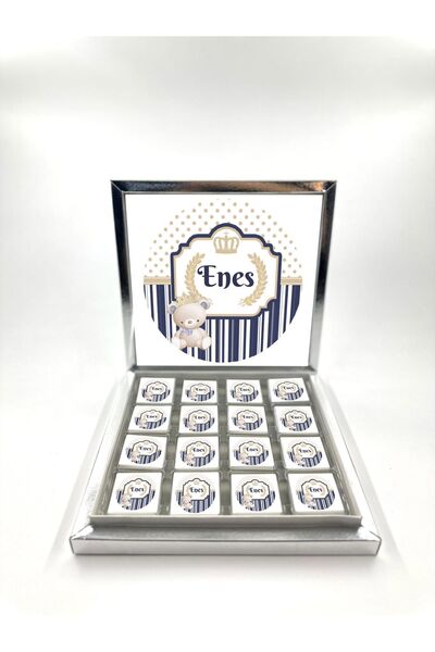 TuNa Chocolate 32 Adet İsme Özel Erkek Bebek Çikolatası