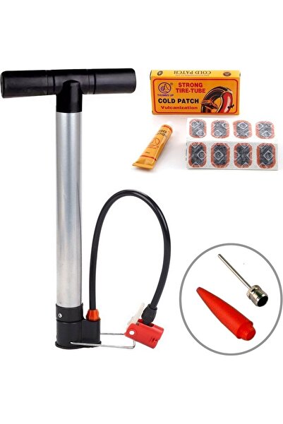 BarkoFix Bisiklet Motosiklet Pompa Lastik Hava Şişirme Pompası + 48 Yama Top ...