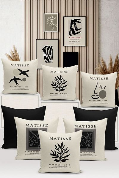 Bertille Home Set de 8 huse de pernă cu imprimare digitală pe două fețe Art Series (Set de huse artistice)