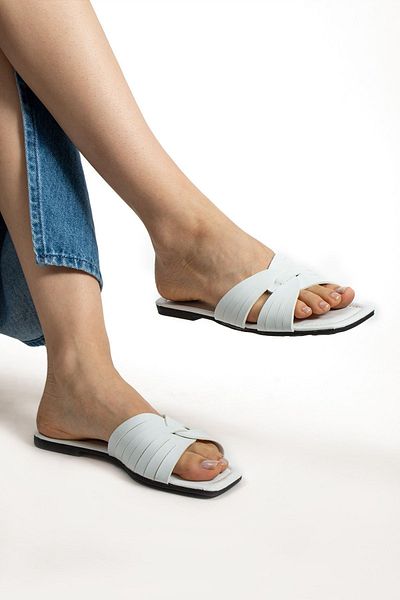 MY MİA MODA Women's White Daily Summer Comfort Slippers