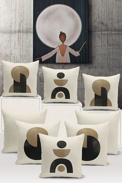 Bertille Home Seria Minimalist - Set de 8 huse de pernă cu imprimare digitală