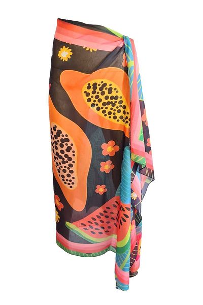Bolder Mango Patterned Pareo Sheer Fabric