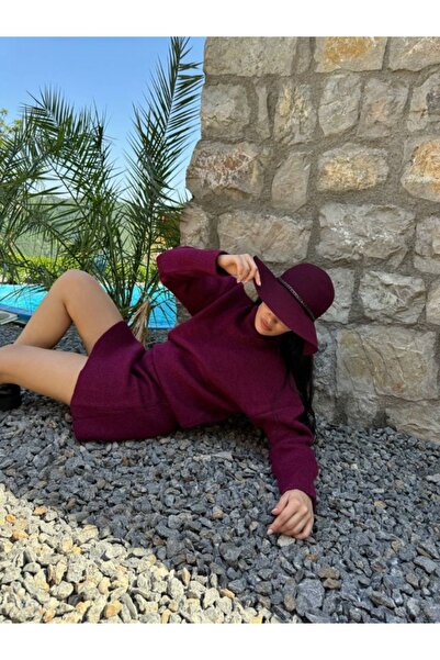 lovebox Silk Pique Patterned Knitwear Sweater and Skirt Set - Half Neck - Women 101