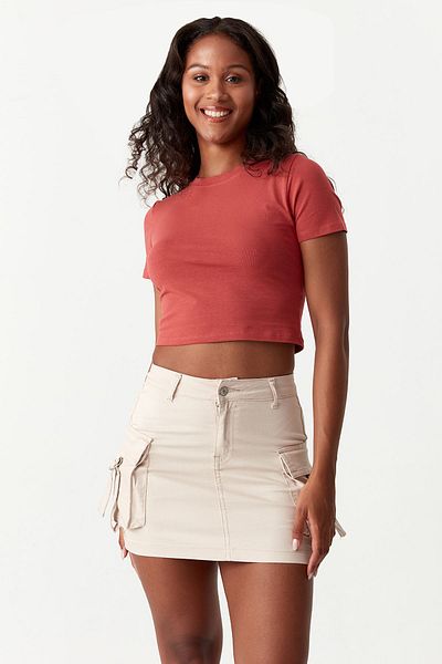 Select Moda Fusta mini cu buzunar cargo pentru femei
