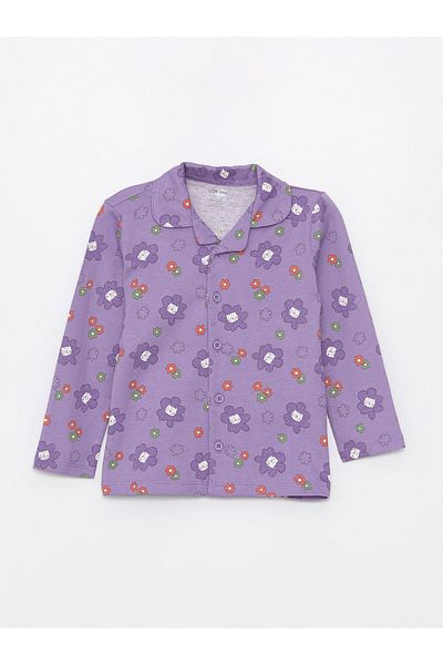 LC Waikiki Shirt Collar Long Sleeve Printed Baby Girl Pajama Set