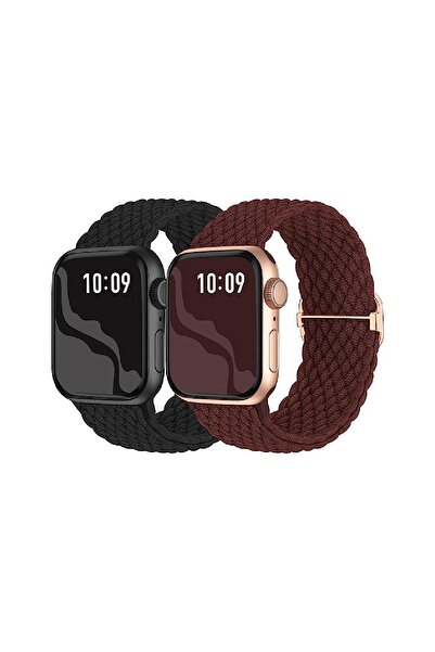 mimtec Apple Watch Uyumlu 38mm 40mm 41mm 2 ADET SET 1/2/3/4/5/6/se/7/8/9 Kordon Loop Örgülü Kordon