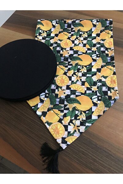 GNCHOME Лимонний бігун та набір з 6 МДФ підставки для столу Дизайнерський наб...