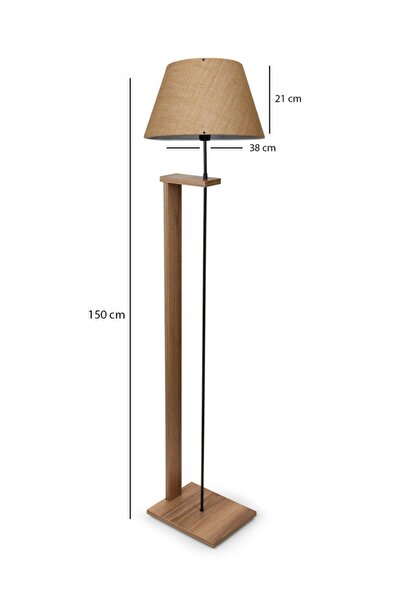 HOMİNG Pi Ahşap Gövdeli Jüt Kumaş Başlıklı Lambader Ayd-3128