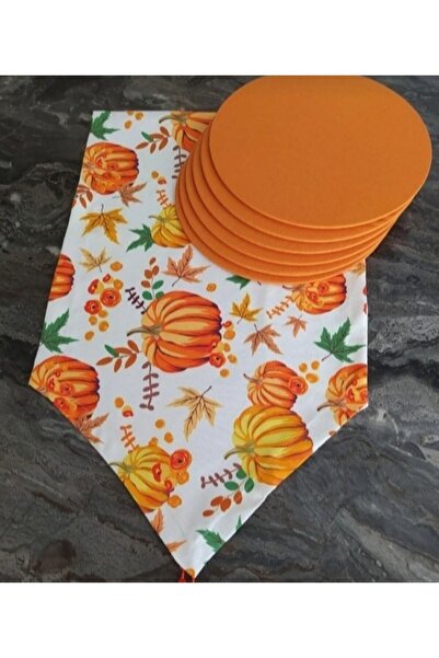 DECORTEX Amerikan&servis turuncu balkabagi desen runner 6 li turuncu mdf supl...