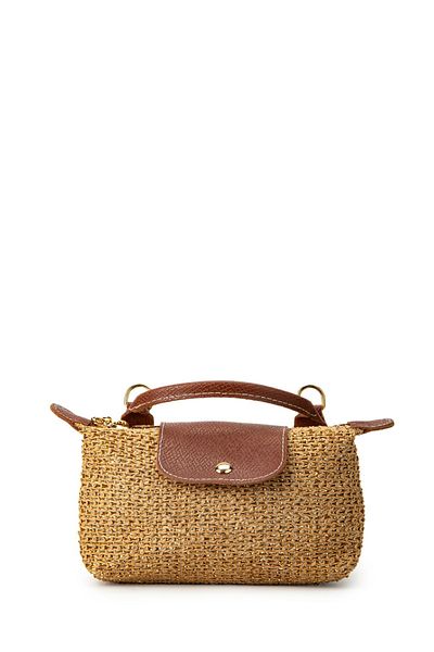 minebag Straw Tan Women's Crossbody Bag - Long Strap Maxim Mini