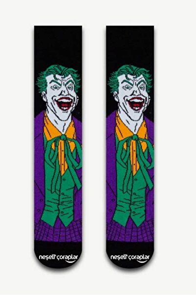 Neşeli Çoraplar Joker Long Desenli Renkli Kadın Çorap