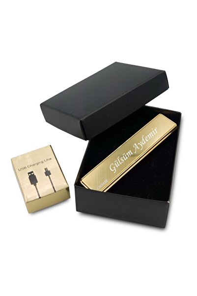 Gülay AVM Kişiye Özel Isim Baskılı Kutulu Çakmak Kızaklı Alevsiz Usb Şarjlı Ç...