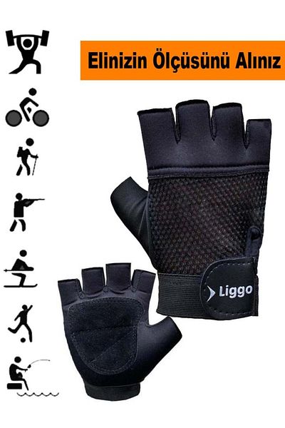 Liggo Fitness Gloves - Hyper Wrist Velcro, Weight Cycling Gloves, for Sports