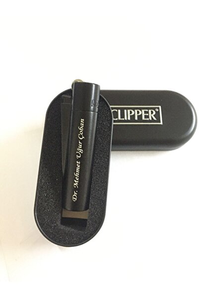 Gülay AVM Kişiye Özel Isim Baskılı Kutulu Mat Siyah Clipper Çakmak Kaliteli Clipper Çakmak Gly-203