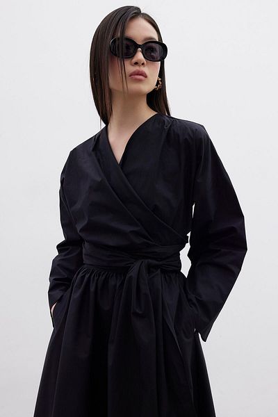Manuka Premium-Hemd im Kimono-Stil, Schwarz