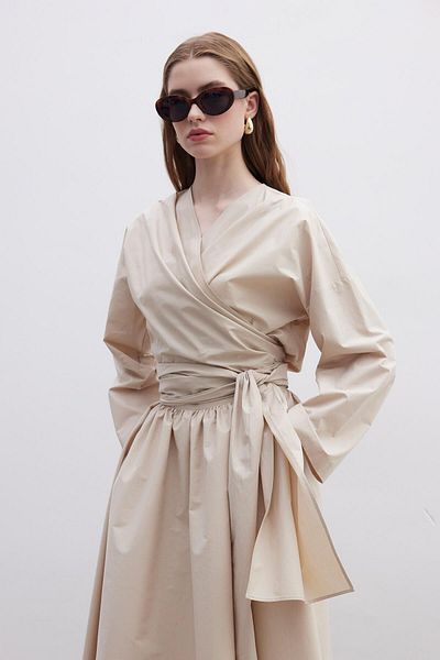 Manuka Premium Hemd im Kimono-Stil, Kamel