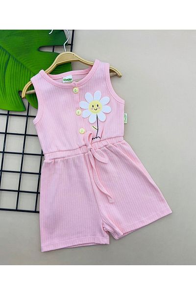 ÖRZİKİDS Summer Sleeveless Children's Jumpsuit with 1/4 Year Old Piping