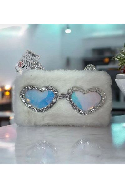 cosmic kırtasiye Plush Fancy Pencil Case - Glasses Design