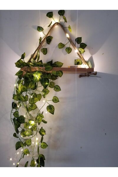KozmoParti Dekoratif Ahşap Ve 3m Işıklı Peri Led Yapay Sarmaşık Yaprak 65 Cm ...
