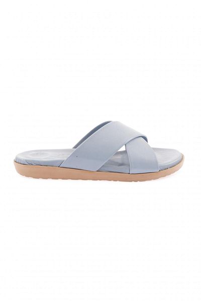 DGN Γυναικείες παντόφλες Baby Blue από γνήσιο δέρμα - με σταυρωτά λουράκια, 6913244