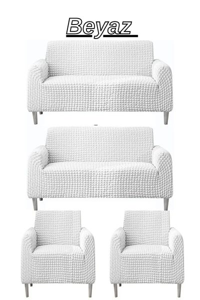 Genel Markalar 3+3+1+1 Bürümcük Koltuk takımı Örtüsü. Boydan Eteksiz Streç Es...