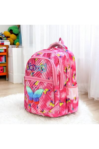 Shopiolog Orthopedic 3-Piece Set for Girl Primary School - 3 Compartments with Pen Holder, Lunchbox and Water Bottle