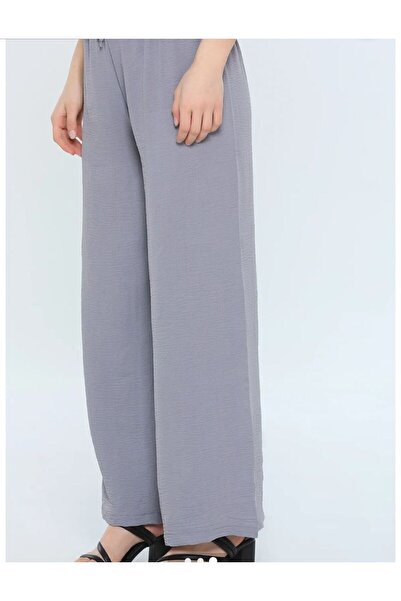 QUMRULİFE Gray Trousers with Pockets