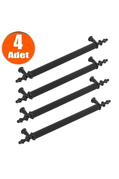 Badem10 Ovacık Mobilya Mutfak Çekmece Dolap Dolabı Siyah Metal 128 Mm (4 ADET...