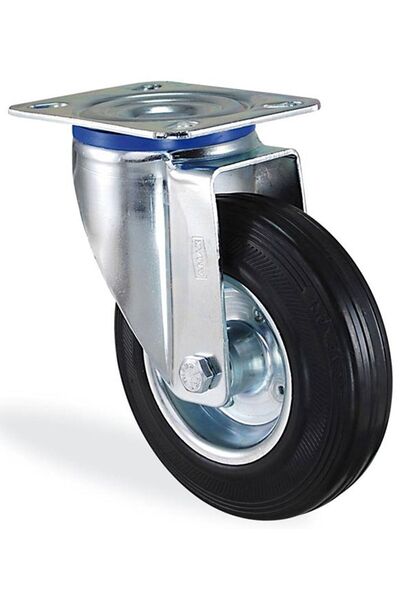 Badem10 Kama Dönerli Tablalı 200x50 Teker Poliamid Burçlu Ağır Yük Tekeri