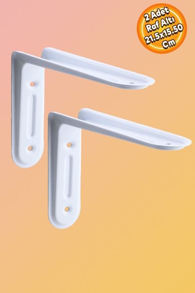 Badem10 Raf Altı Raf Tutucu Ayak Ferforje Beyaz Klas 21.5 x 15.5 cm 2 ADET (N...