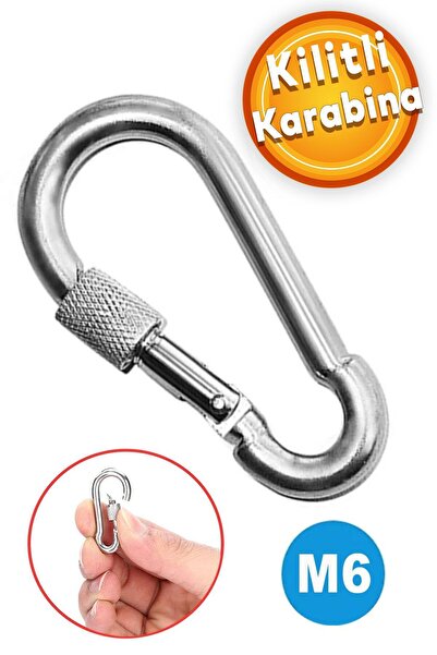 Badem10 6 Mm Kilitli Karabina Paslanmaz Çelik Tırmanma Kamp Ekipmanı Salıncak...