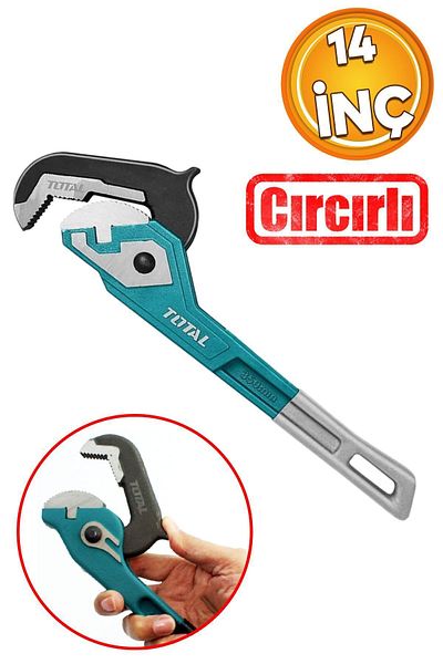 Badem10 14'' Total Ratcheting Pipe Wrench - 5.2 cm Spanner, 35 cm Length Wrenched Removal Clamping Holding