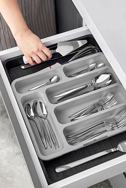 Badem10 Διπλής όψης ρυθμιζόμενο συρτάρι και θήκη για σέσουλα - Επεκτάσιμη θήκη για μαχαιροπίρουνα