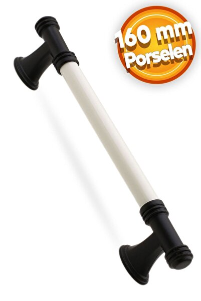 Badem10 Enspel (PREMIUM) Mobilier din porțelan Sertar de bucătărie Dulap dulap 160 mm Mâner alb negru mat