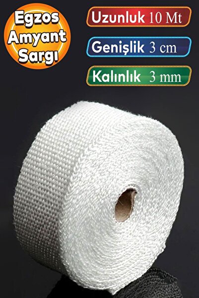Badem10 10 Metre 3 Cm Cam Elyaf Eksoz Sargısı Manifold Sargı Bezi Yanmaz Bant...
