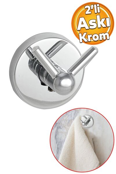 Badem10 Vidalı Banyo Lavabo Askısı Çatal 2'li Askılık Krom Renk Metal Sağlam ...