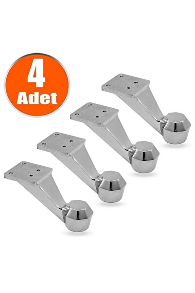 Badem10 Mobilya Kanepe Koltuk Sehpa Ünite Ayağı 7 Cm Krom Metal Baza Ayakları...