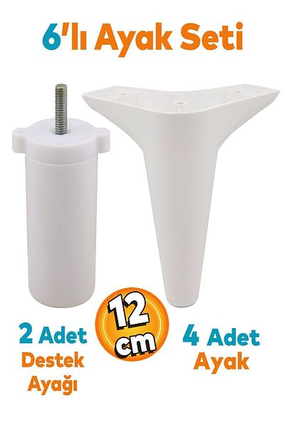 Badem10 Aspen Set 6 Mobilier Unitate TV Canapea extensibilă Fotoliu Baza de canapea Suport picioare 12 Cm Alb M8