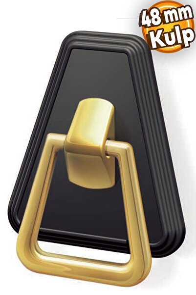 Badem10 Aur negru 48 mm - Mâner piramidal din plastic pentru sertar de mobilier capac dulap