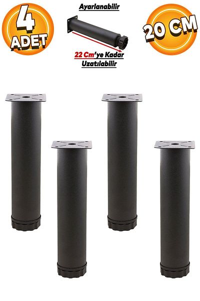 Badem10 Mobilier reglabil Canapea Baza Fotoliu Suport metalic Picior 20 Cm Picior metalic negru 4 buc