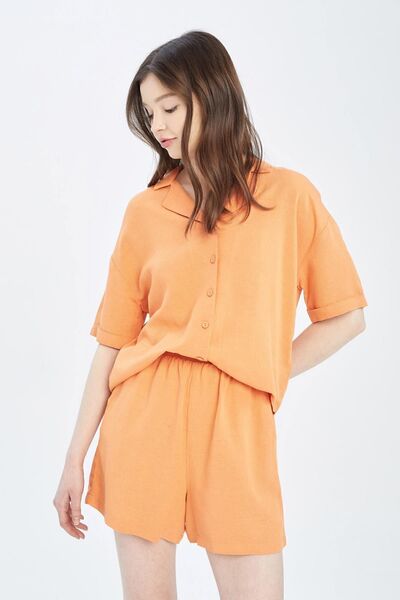 DeFacto Flexible Linen Look Relax Fit Shorts - Tyc with Pockets00432908292