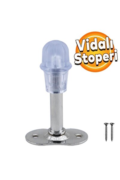 Badem10 5 Adet Mobilya Kapı Arkası Kolu Stoperi Tamponu Metal Krom 8 Cm Stopu Durdurucusu Tutucu Tutacağı