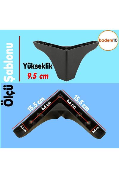 Badem10 Set de 20 de piese Rose Canapea Mobilier Canapea Canapea Unitate TV Upgrade Suport Picior 9,5 cm Picioare negre