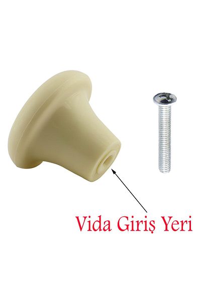 Badem10 (PLASTIC HARD) Buton ciupercă Cremă Mobilier rotund Sertar de bucătărie Mâner dulap Mâner 10 buc
