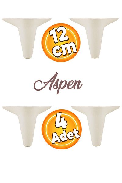 Badem10 Aspen Mobilier de lux Canapea Fotoliu Unitate TV Picior de bază Picioare 12 Cm Picior crem (4 buc.)