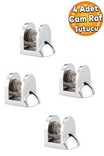 Badem10 Tırnak Lüx Metal Cam Raf Tutucu Cam Etejer Menteşesi Krom Metal Vidalı 12 mm (4 Adet)