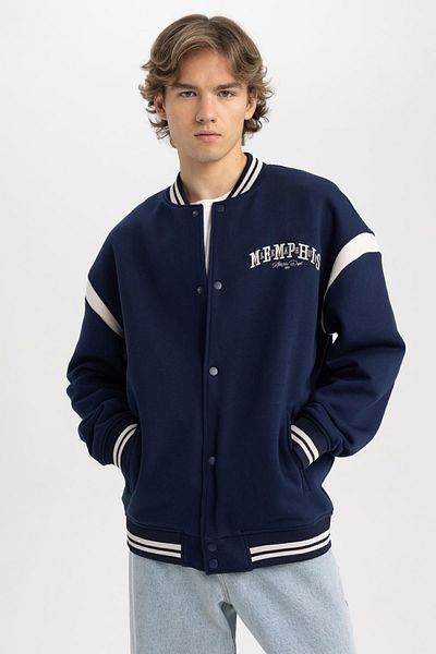 DeFacto Oversize Fit College Collar Bomber Soft Furry Cardigan Inside A4473ax23au