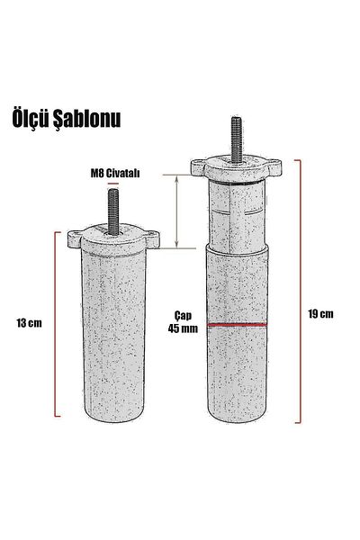 Badem10 Sedef Set 6 Mobilier Unitate TV Fotoliu Canapea Suport Picior 14 Cm Negru Baza Picioare Suport M8